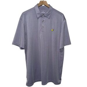 Masters Tech Performance Polo‎ Shirt XL Purple Striped Stretch Golf Short Sleeve